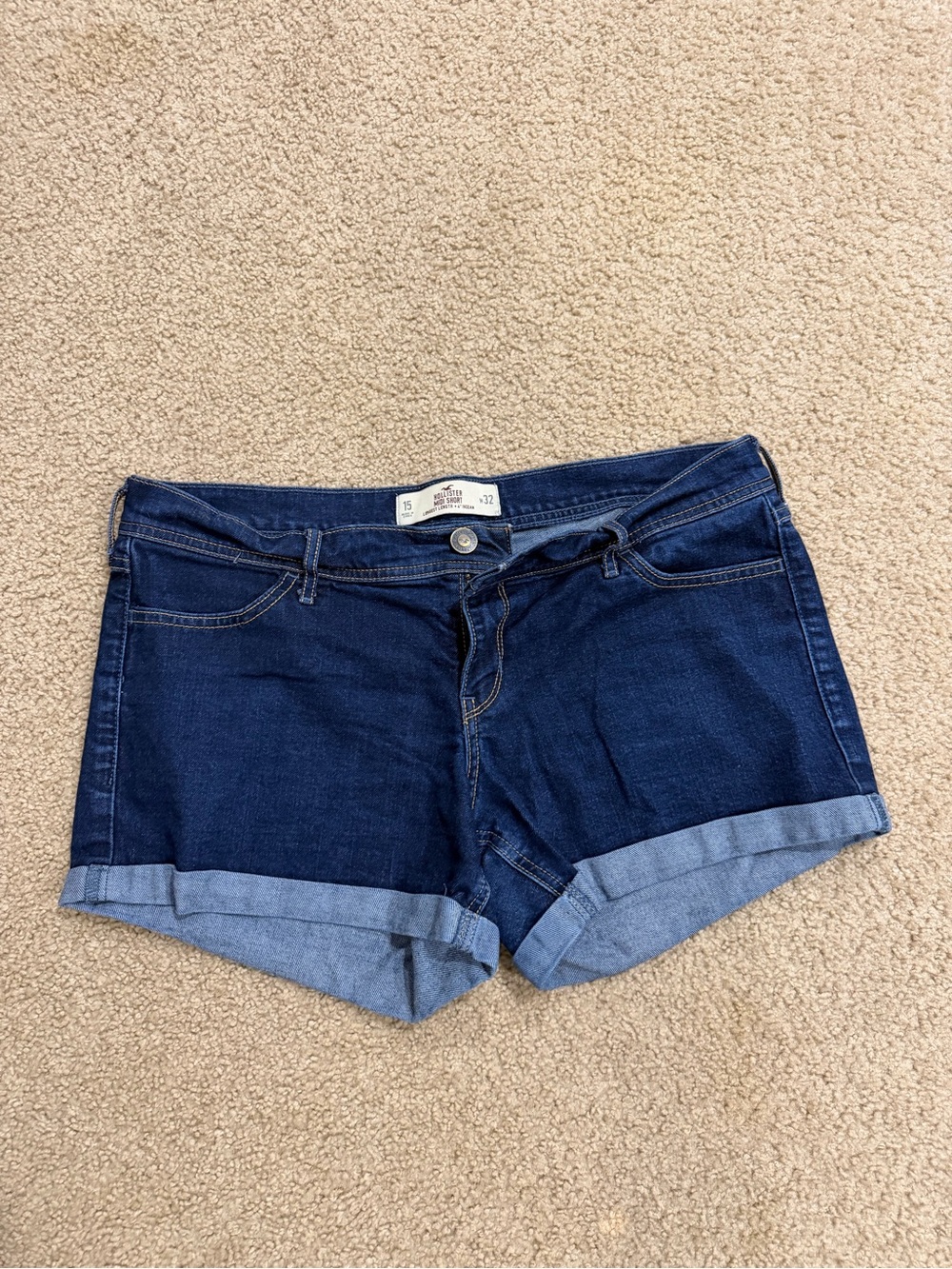 Hollister Dark Blue Denim Rolled Hem Shorts